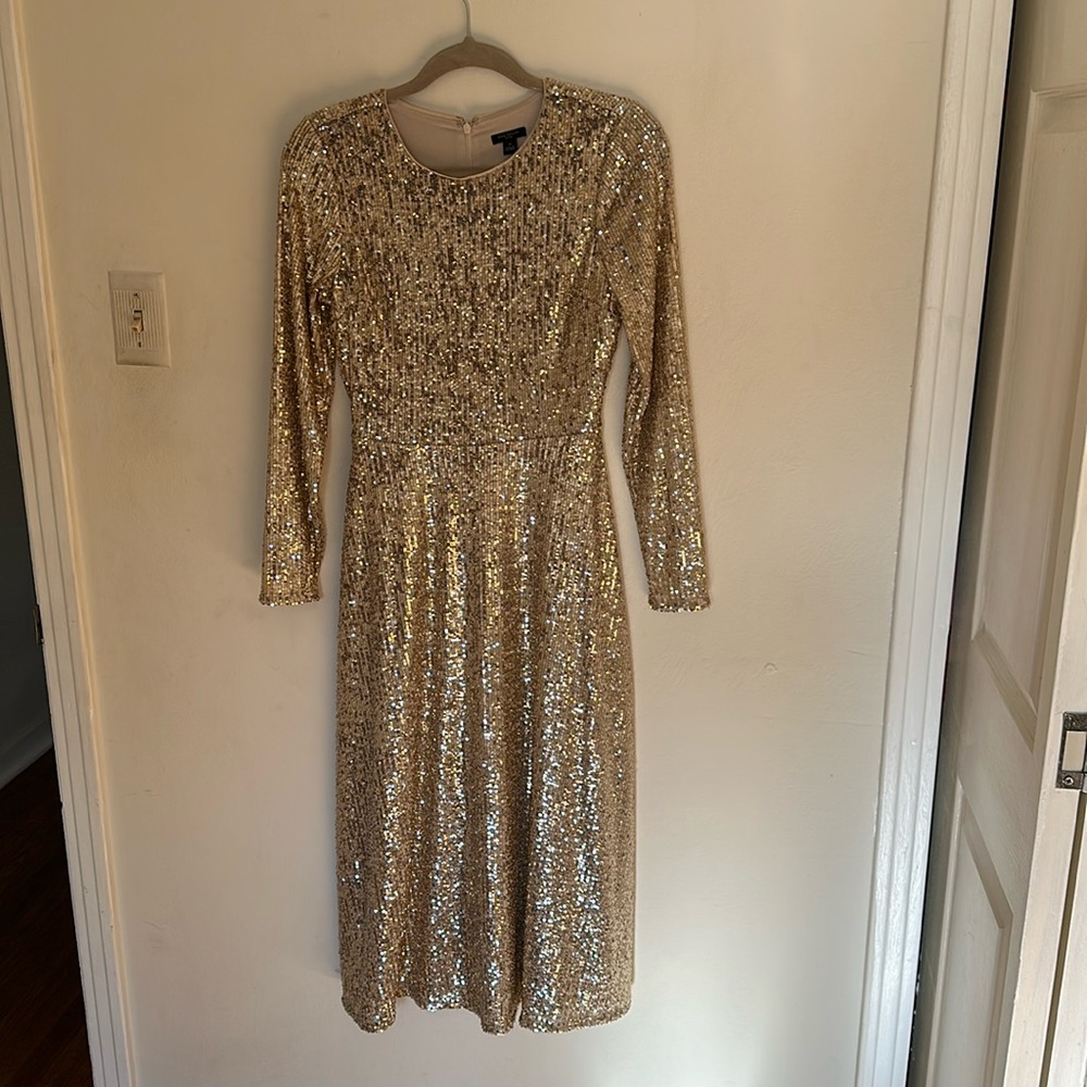 Ann Taylor gold sequin dress